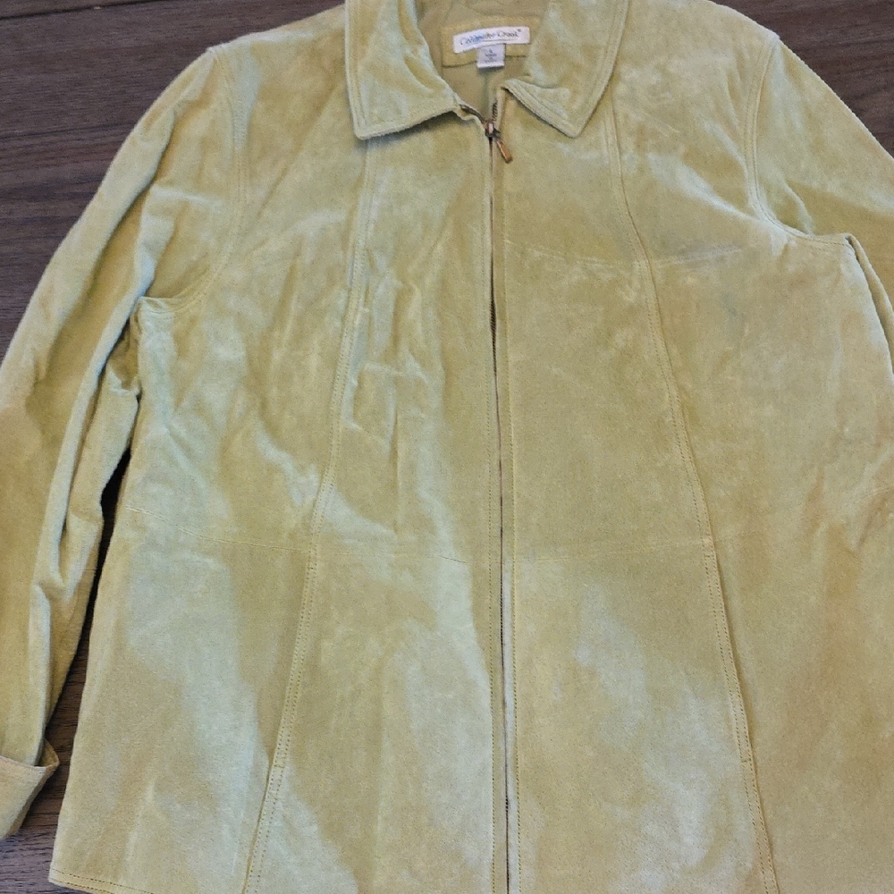 Coldwater Creek's Green Leather Blazer Relaxed Fit